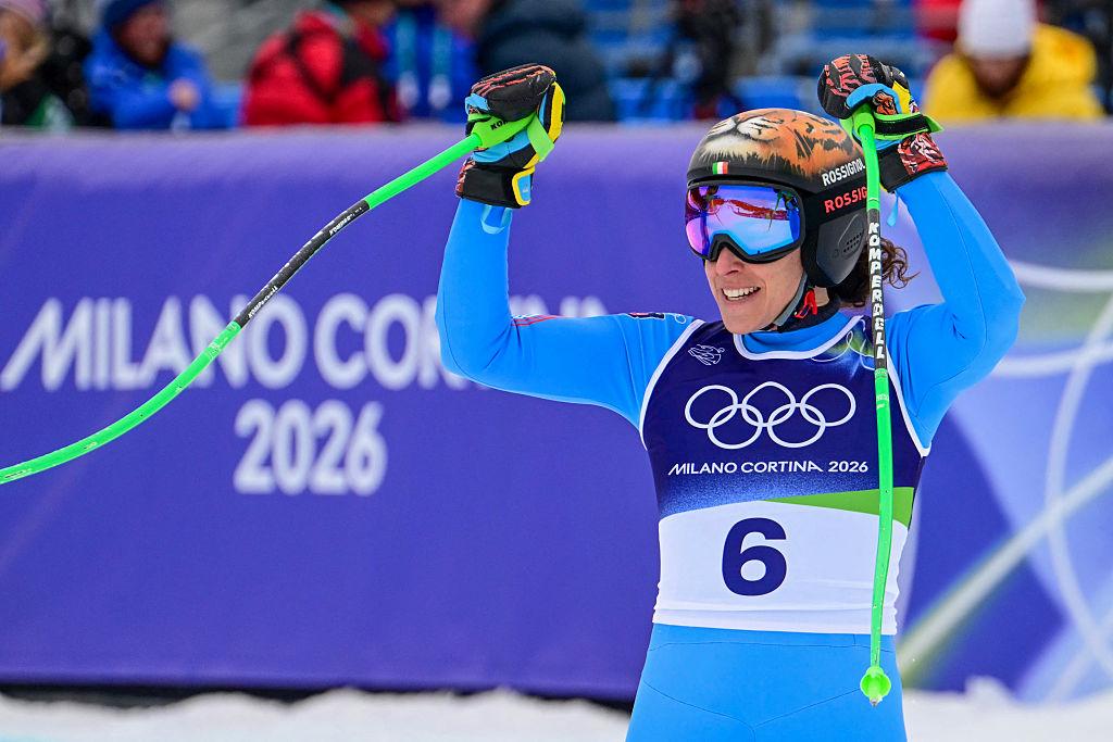 Federica Brignone sul podio del SuperG alle Olimpiadi Milano Cortina 2026