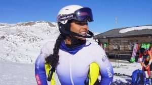Giada D’Antonio giovane sciatrice italiana durante una gara alle Olimpiadi invernali Milano-Cortina 2026