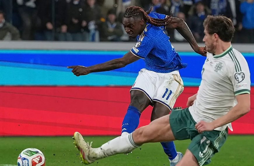 Azione offensiva dell’Italia contro l’Irlanda del Nord durante la partita del 26 marzo 2026