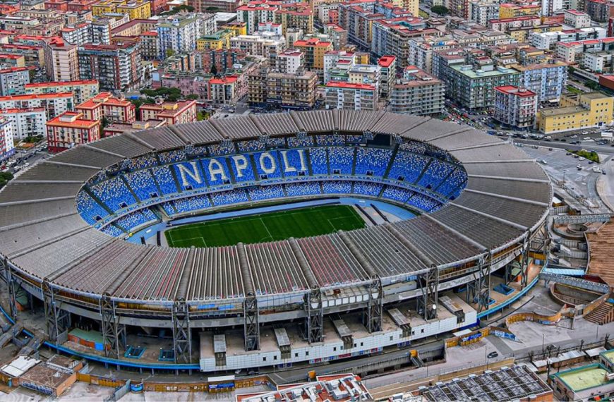 Stadio Diego Armando Maradona di Napoli visto dall’alto prima della partita Napoli Torino di Serie A
