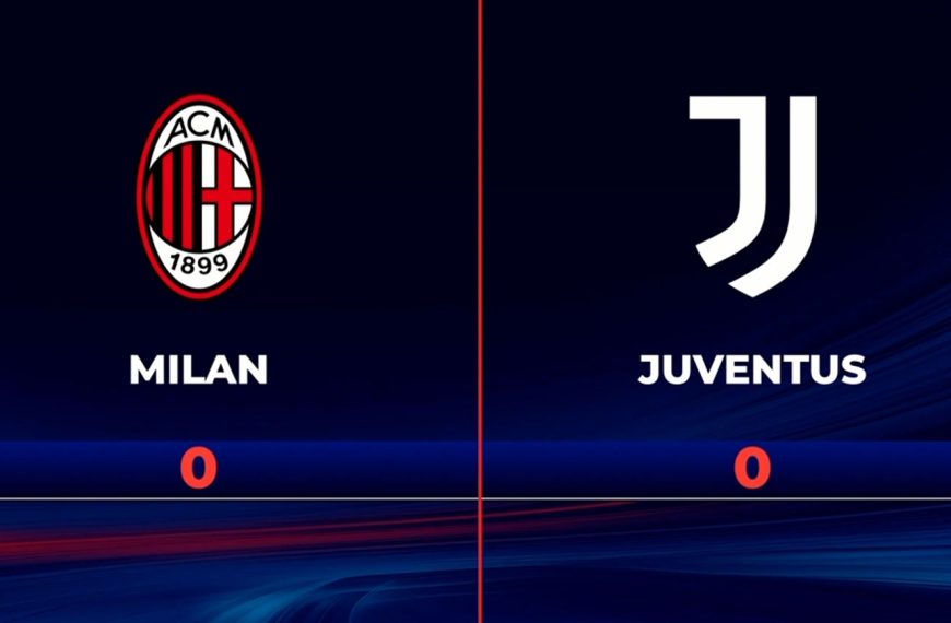 Tabellone grafico della partita Milan Juventus con punteggio 0 a 0
